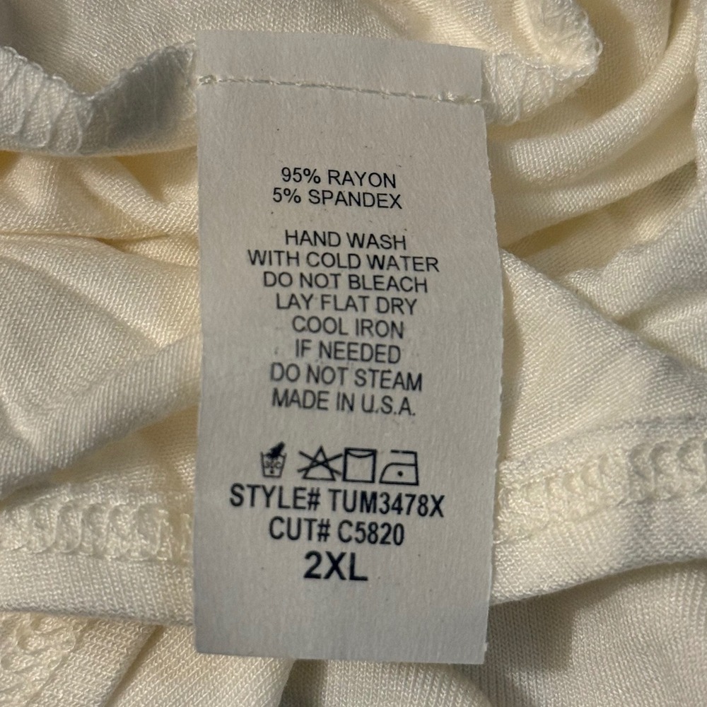e.Luna Women 2X Cream Striped Raglan Sleeve Tie Front Top Made in USA - Picture 5 of 5